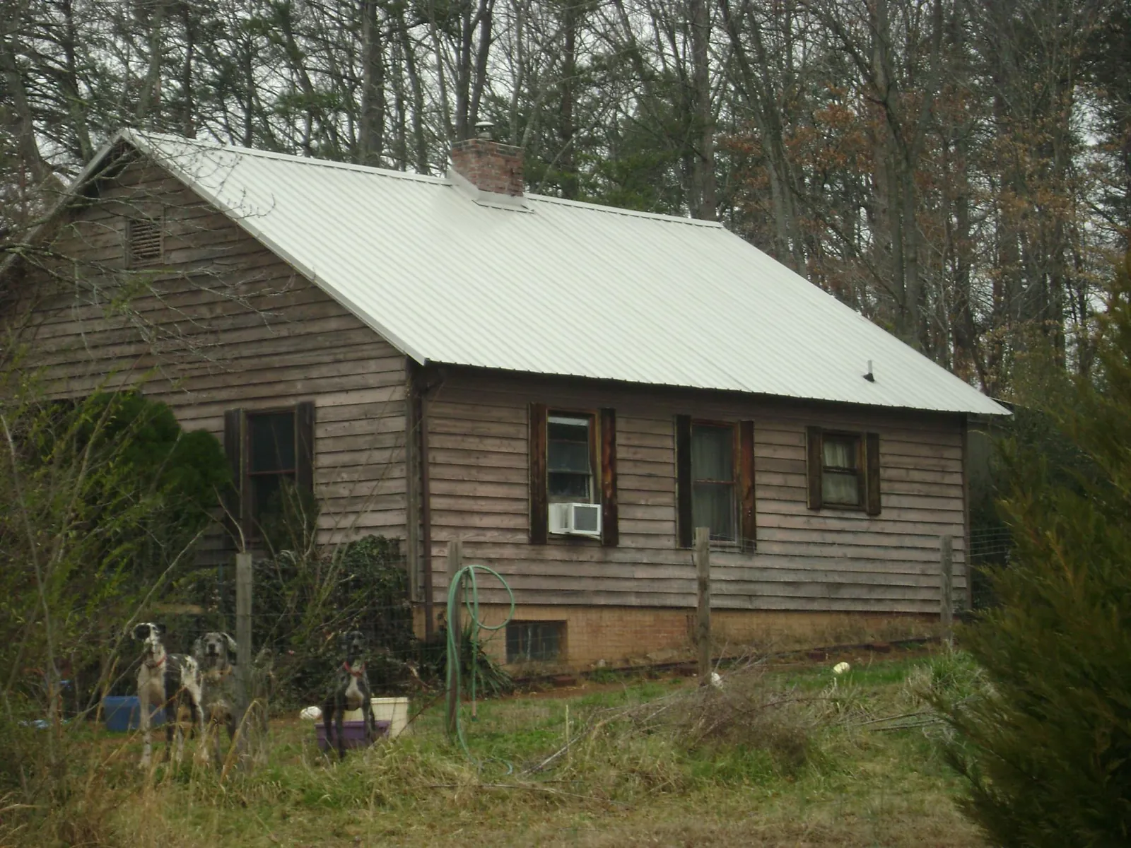 White metal roof on an old wood sided farmhouse, from a Asphalt Shingle Roof Repair job in Olmsted Falls